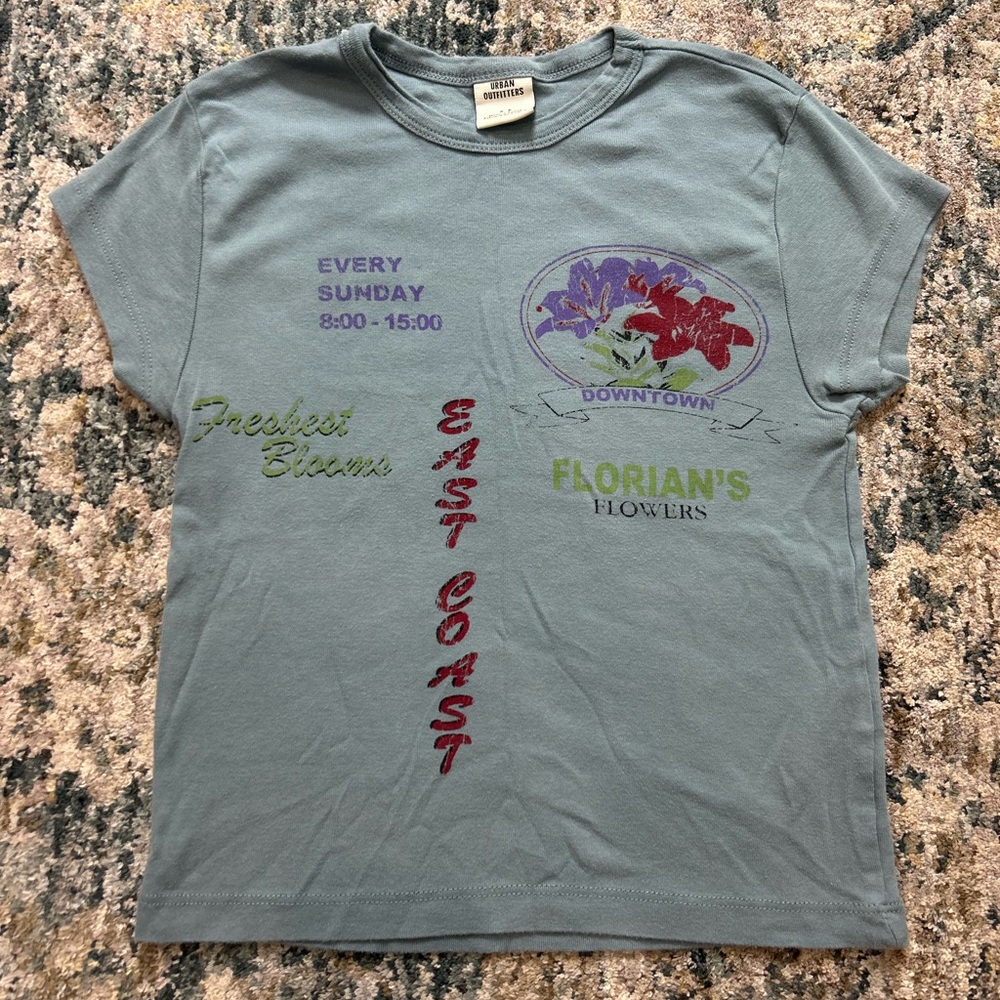 Urban Outfitters Graphic Baby Tee with Floral Print